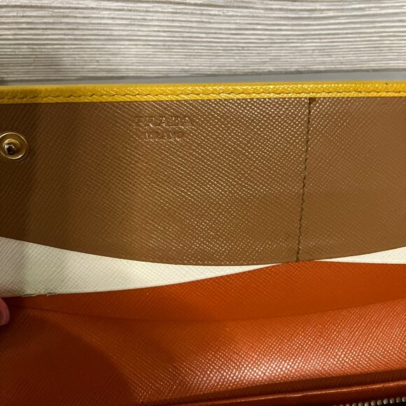 Gorgeous Prada Multi Color Yellow, Orange and Brown Double Snap Wallet - Picture 7 of 7